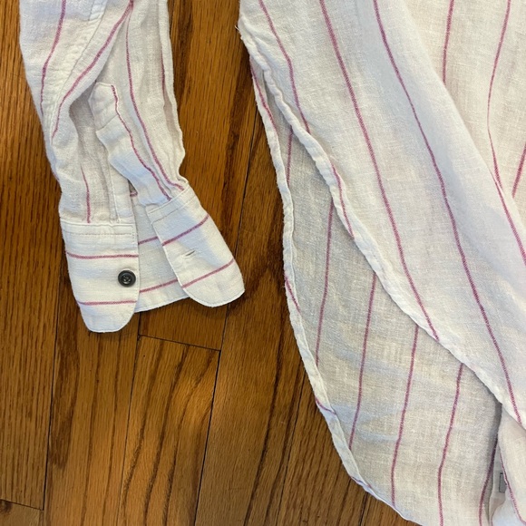 Rails x Free People Charli Button Down Linen Berry Striped Shirt Blouse Top - Picture 6 of 10